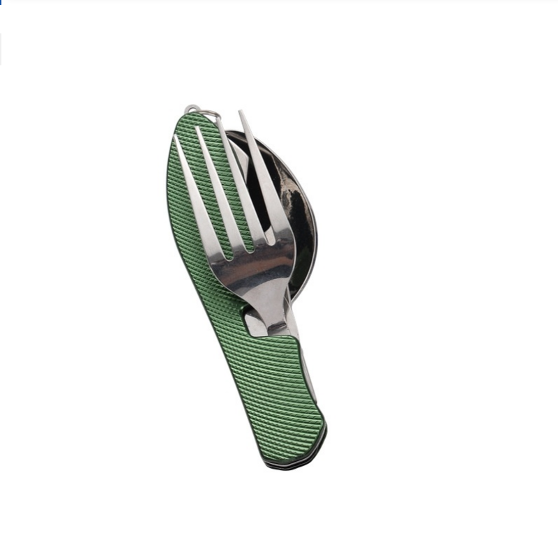 Camping Cooking Knife Set - 접이식 스테인리스 스틸 수저 세트, 일체형