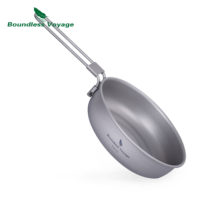 Camping Cooking Pan - 무한 항해 접이식 손잡이가있는 초경량 티타늄