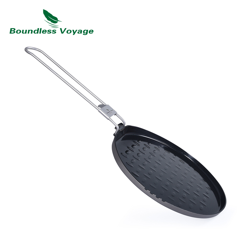 Camping Cooking Pan - Boundless Voyage 티타늄 논스틱 팬, 접이식