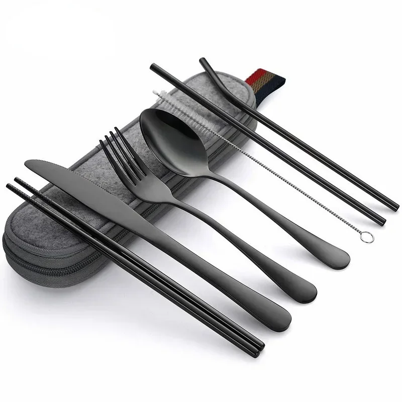 Camping Cooking Knife Set - 재사용 가능한 여행 커트레이 식기 세트,
