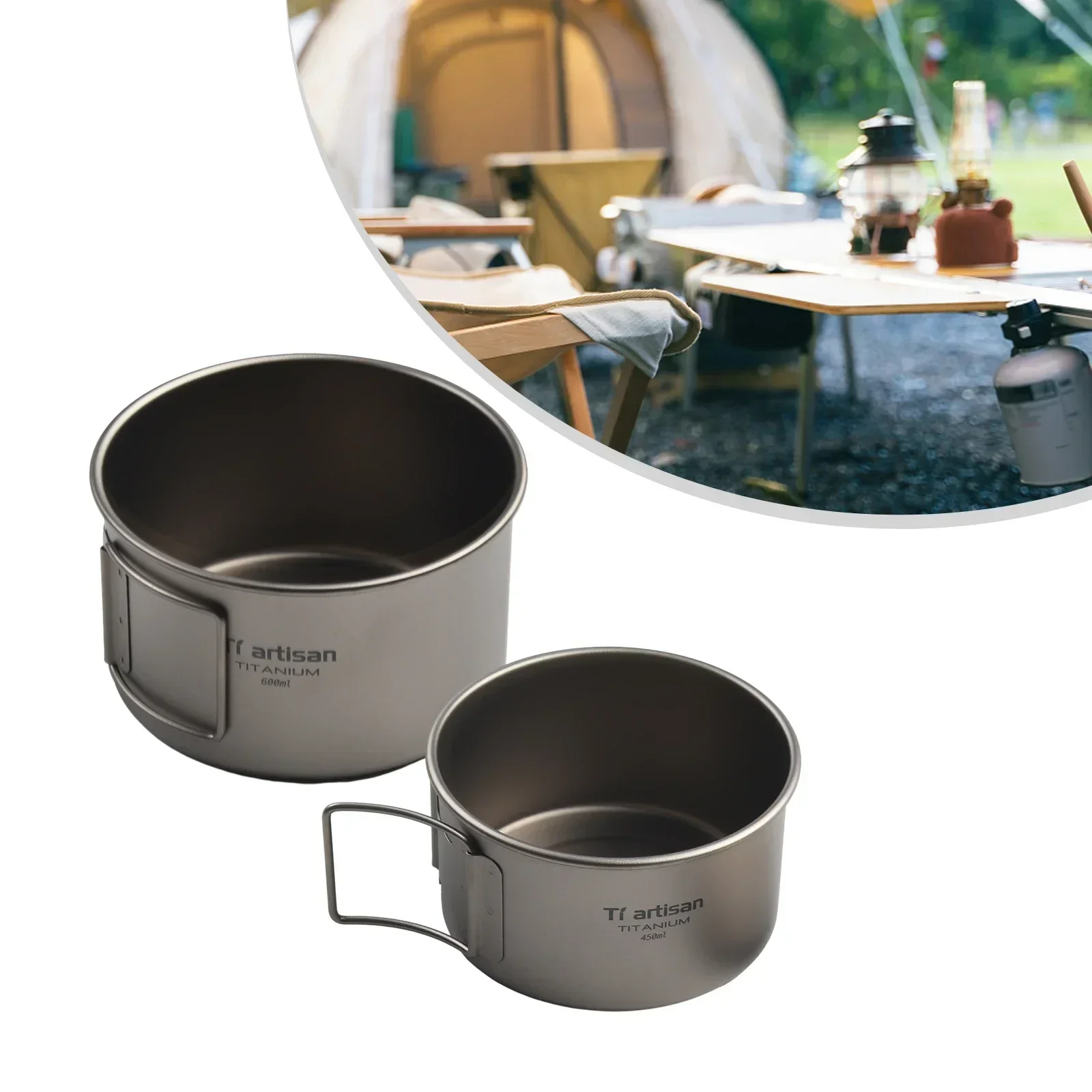접이식 손잡이가 있는 티타늄 그릇, 캠핑 그릇, 뚜껑  - Camping Cooking Pan 리뷰 및 가격