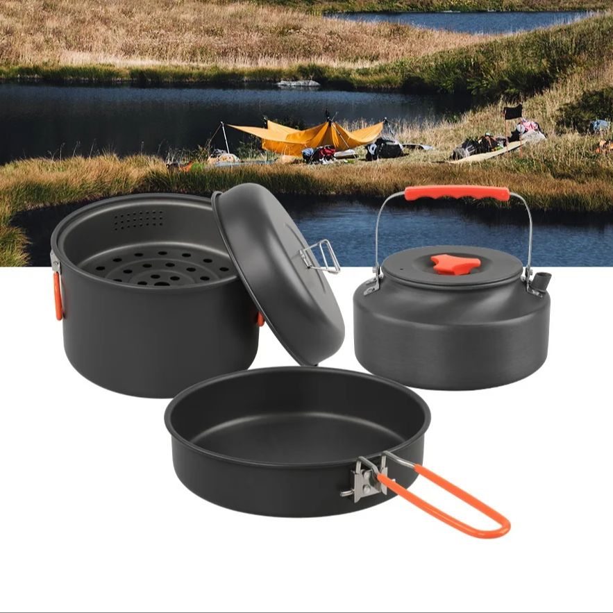 야외 조리기구 세트, 캠핑 요리 냄비 주전자, 스티머  - Camping Cooking Pan 리뷰 및 가격