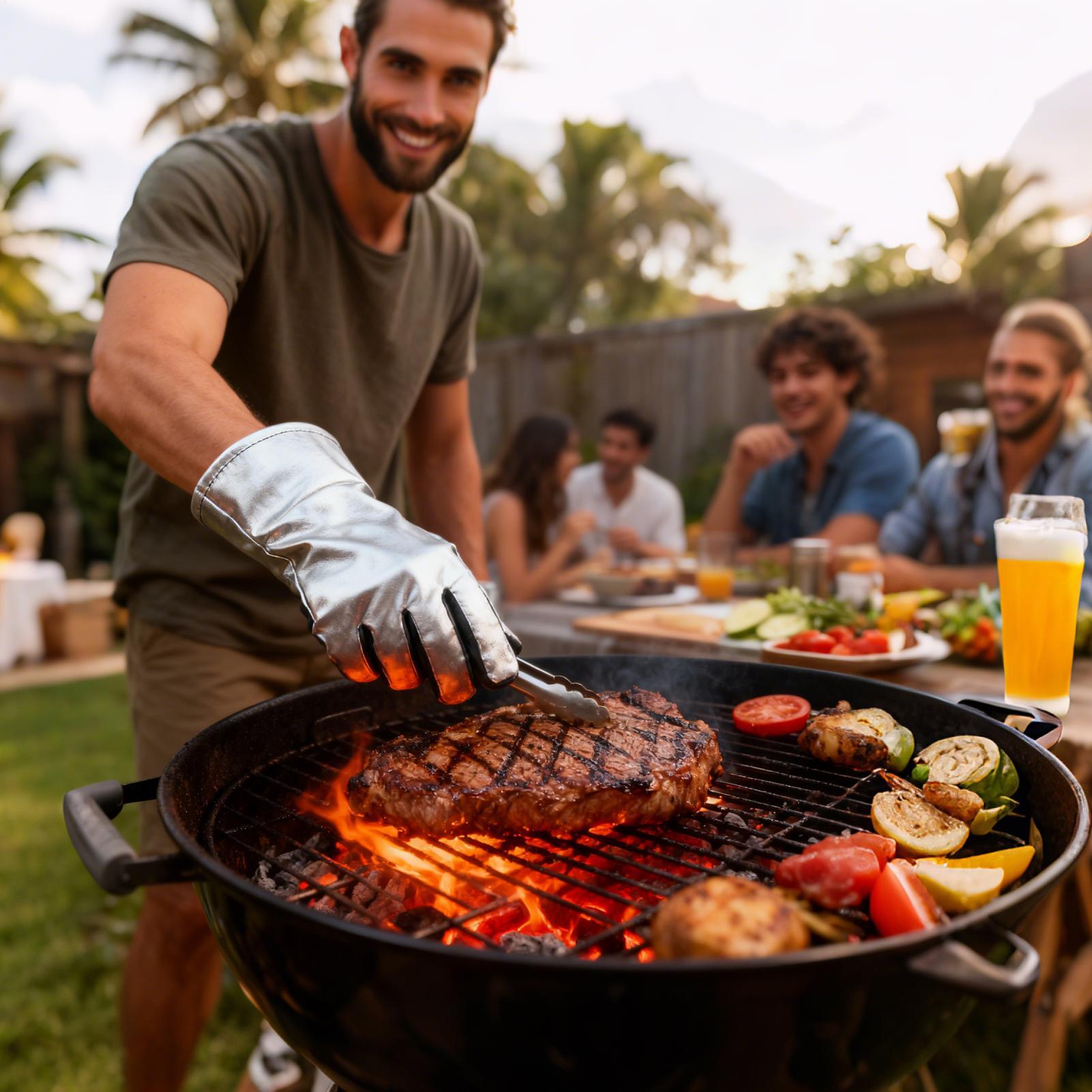 그릴 장갑 단열 화상 방지 그릴 액세서리 오븐 장갑 바 - Camping Cooking Ovens 리뷰 및 가격