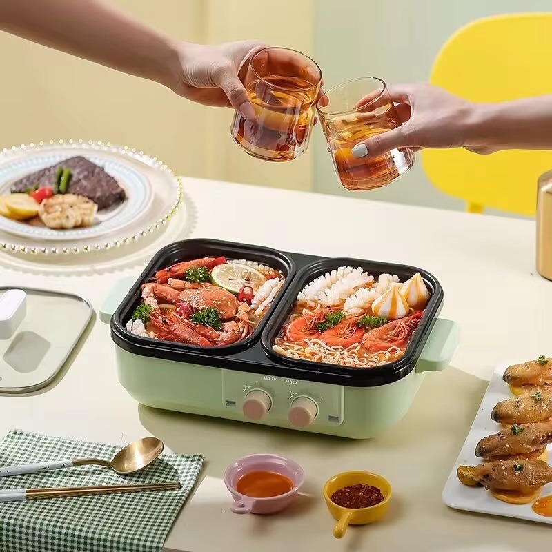 논스틱 바베큐 핫팟 다기능 2-in-1 전기 쿠킹팟 휴 - Camping Cooking One Pot 리뷰 및 가격