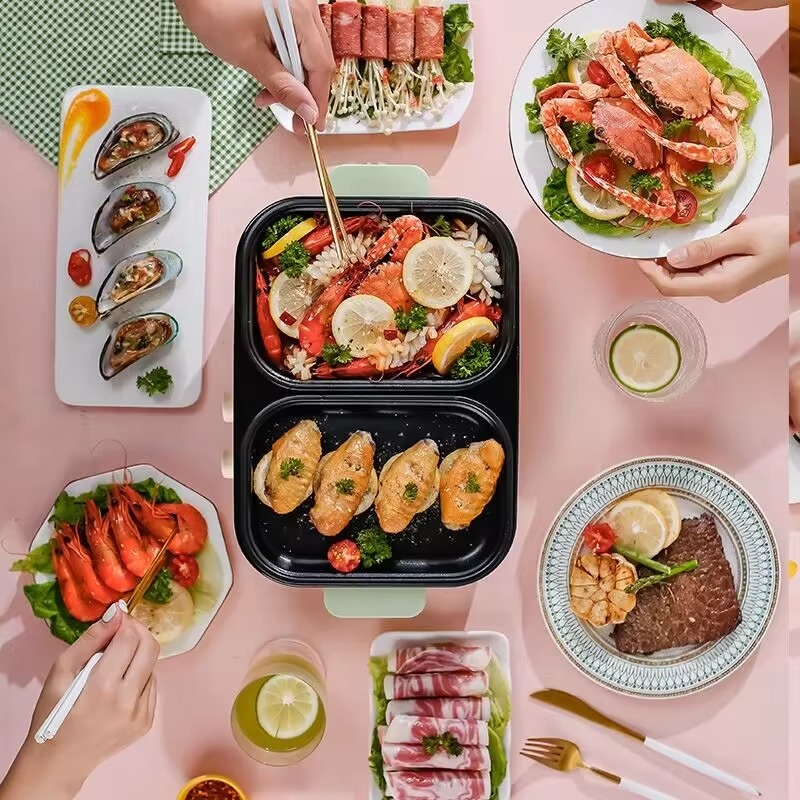 논스틱 바베큐 핫팟 다기능 2-in-1 전기 쿠킹팟 휴 - Camping Cooking One Pot 리뷰 및 가격